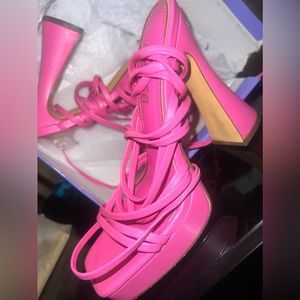Moody Pink Tye Up Heels